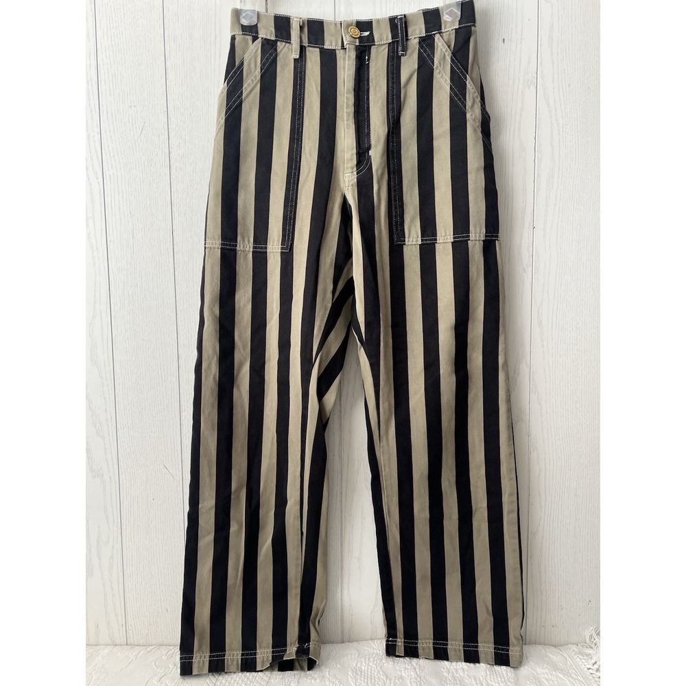 Big Bud Press Work Pants Green Black Striped Cotton Canvas Small Made in USA - Picture 4 of 14